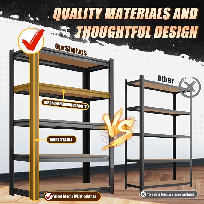 2 Pack Garage Shelving Heavy Duty Storage Shelves 3000LBS Adjustable Garage - Image 6