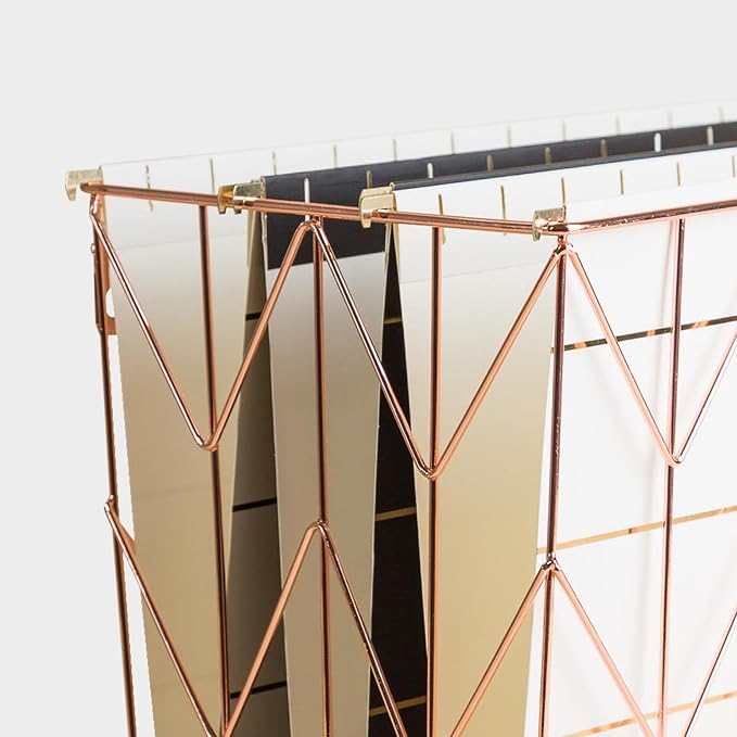 U Brands Hanging File Desk Organizer, Rose Gold Wire Metal - Image 4
