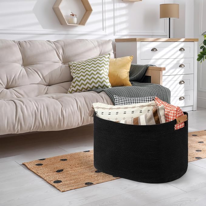 danpinera Large Woven Basket, 108 L Blanket Basket - Image 8