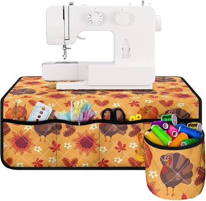 Gomyblomy Turkey & Pumpkin Washable Sewing Machine Mat, Thanksgiving Theme Fall - Image 3