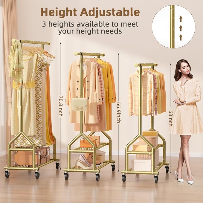 EAGMAK Heavy Duty Clothes Rack Load 556 LBS, Rolling Clothing Rack - Image 4
