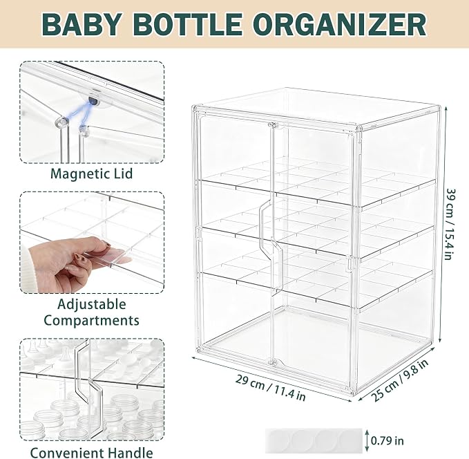 Baby Bottle Organizer, 4-Tier Large Capacity Bottle Storage - Image 2
