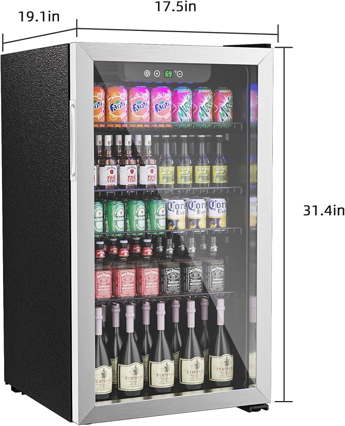 126 Can Freestanding Beverage Refrigerator, 3.2 Cu. Ft Drink Fridge - Image 5