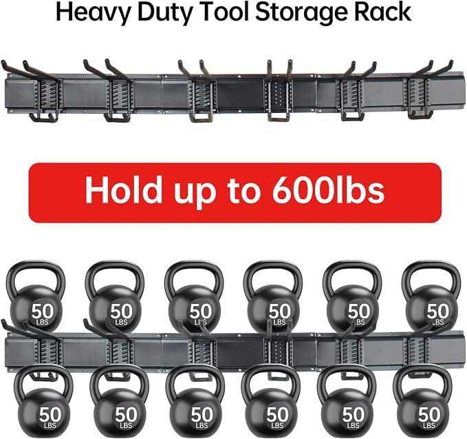 Garage Storage Rack Hooks, 48 Inch Heavy Duty Wall Mount Garage Organization - Image 4