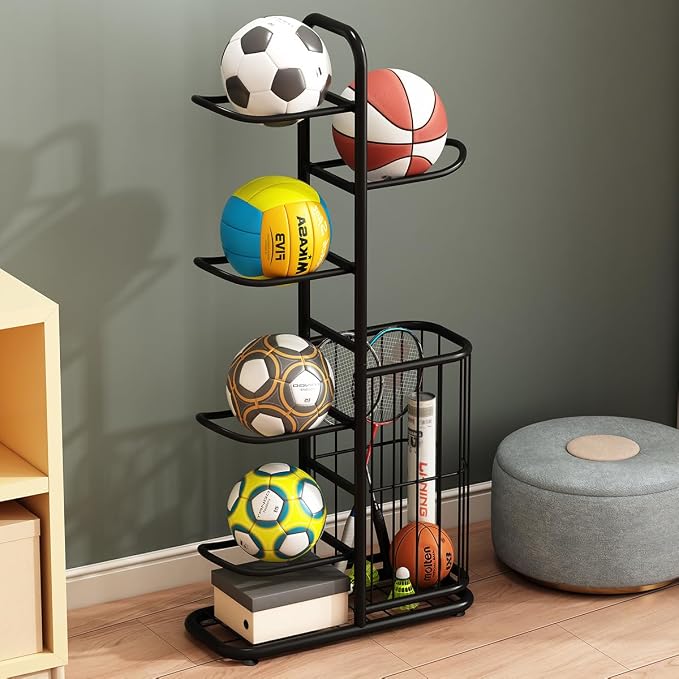 Sports Ball Storage Rack | Adjustable Vertical Stand by MLUPODY