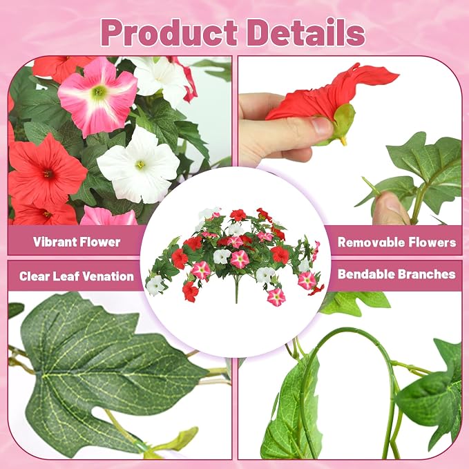 2 Pack Artificial Flowers Hanging Baskets - Image 4