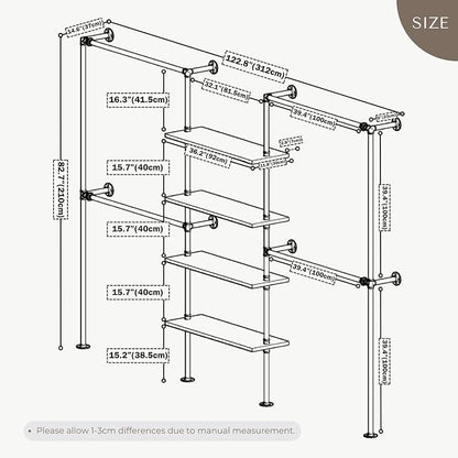 Industrial Pipe Clothing Rack, Wall Mounted Garment Hanging Rack - Image 8