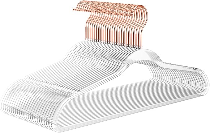 Premium Clear Invisible Acrylic Hangers, Crystal Plastic Hangers, Pants & Dress by MIZGI