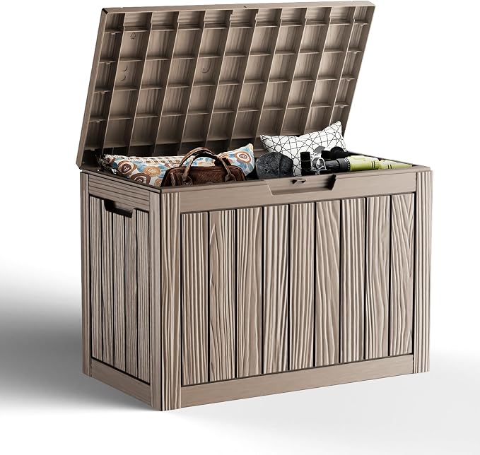 45 GallonOutdoor Storage Box, Resin Deck Boxes Waterproof, IndoorOutdoor Bin by GGYI