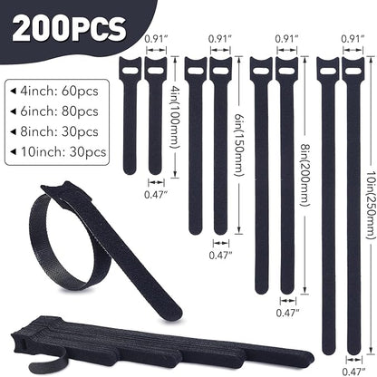 200PCS Reusable Cable Ties Wire Ties Cord Organizer Cable Organizer Adjustable - Image 2