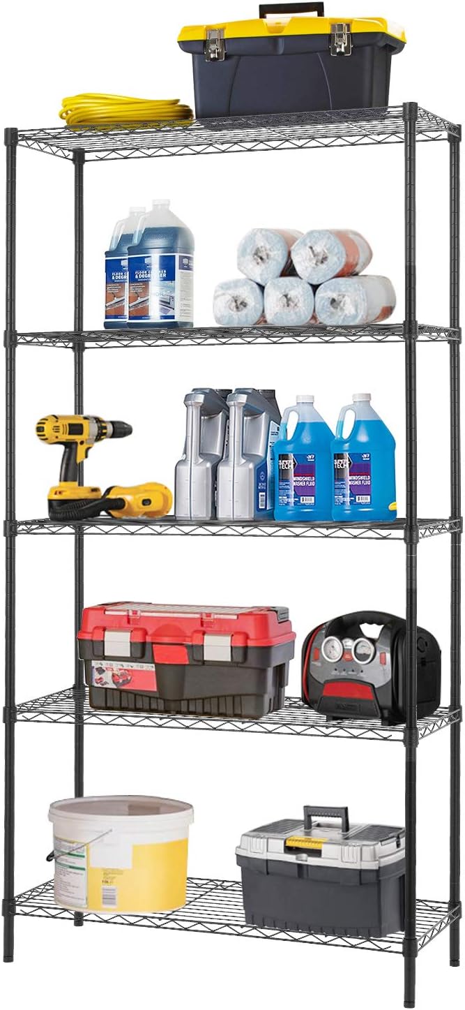 BestOffice 14Dx36Wx72H 5-Shelf Adjustable Storage Shelves Wire Shelving Unit by BestOffice
