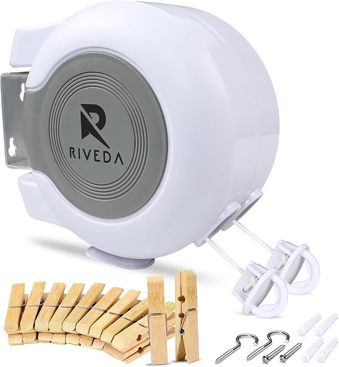 RIVEDA Dual Retractable Clothesline 49 ft Each Line by RIVEDA