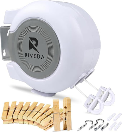 RIVEDA Dual Retractable Clothesline 49 ft Each Line by RIVEDA