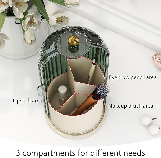 Makeup Brush Holder with Dustproof Cover 360 Rotating Makeup Brush Organizer - Image 5