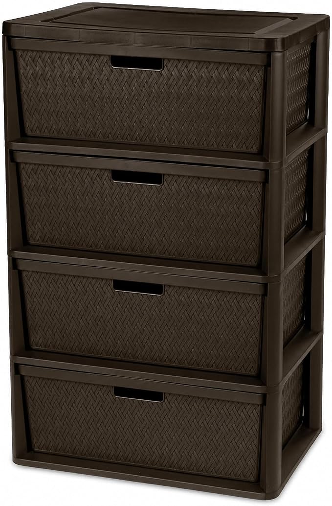 4 Drawer Storage Organizer, Plastic Drawer Organizer Tower, Closet Storage by Unknown