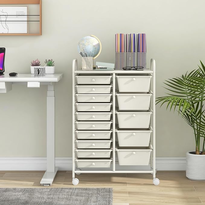 Giantex 15 Drawers Rolling Cart, Classroom Organizers, Storage Cart - Image 2