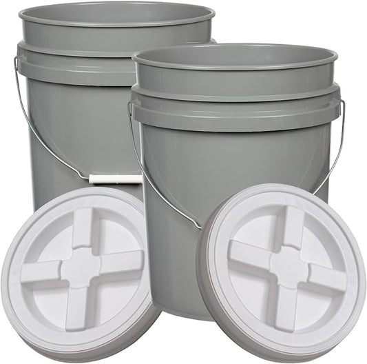 House Naturals 5 Gallon Food Grade BPA Free Made in USA Pails Gray Bucket by House+Naturals