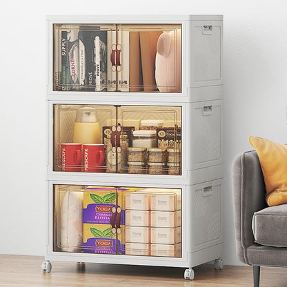Stackable Storage Bins with Lids, Large Collapsible Storage Bins with Wheels - Image 7