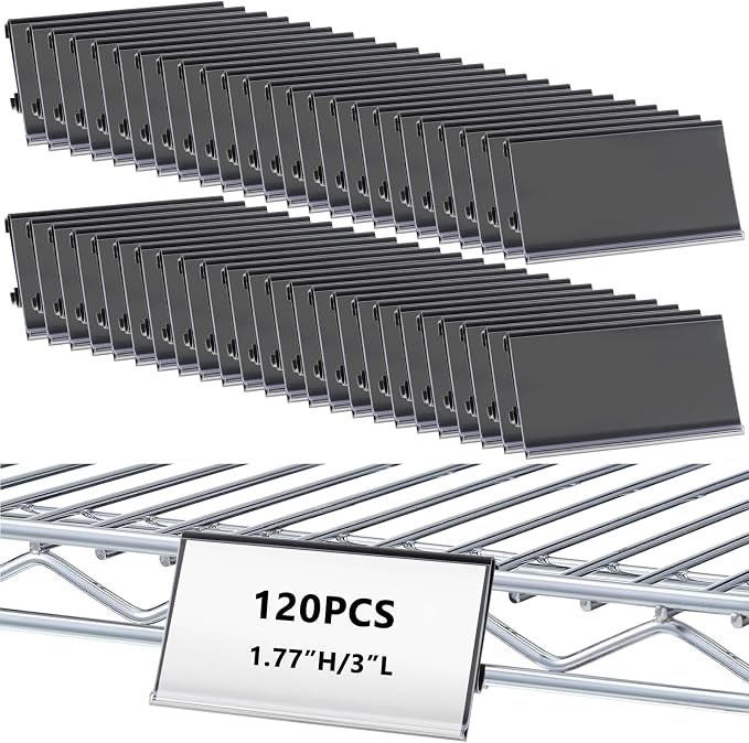 120 Pcs Wire Shelf Label Holders Compatible by Hlimior