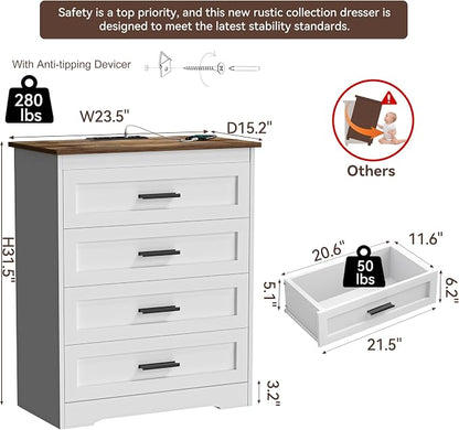 GEPELCN Farmhouse 4 Drawers Dresser - Image 3