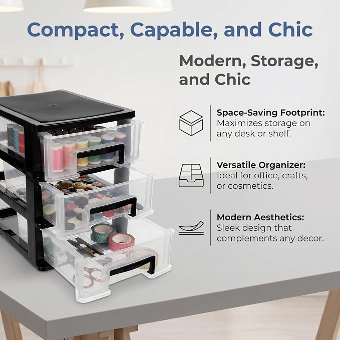 Angoily 3 Tier Plastic Drawer Type Closet, Plastic Home Office Storage Organizer - Image 5