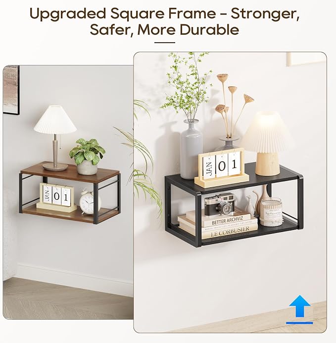 Floating Nightstand, Wood Bedside Shelf Wall Mounted Nightstand - Image 3