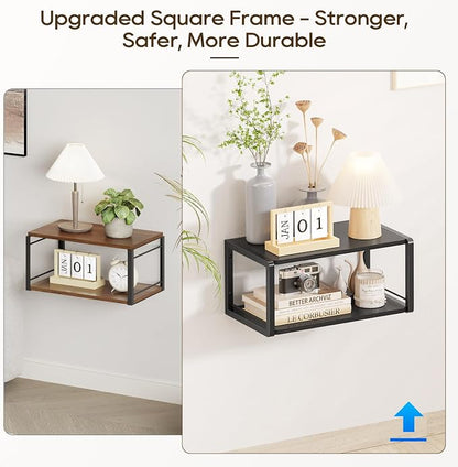 Floating Nightstand, Wood Bedside Shelf Wall Mounted Nightstand - Image 3