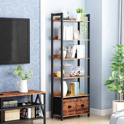 Furologee 6-Tier Bookshelf, Tall 71" Rustic Bookcase - Image 2