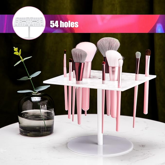 Jetec 54 Holes Acrylic Brush Holder Makeup Brush Drying Rack Collapsible Holder - Image 7