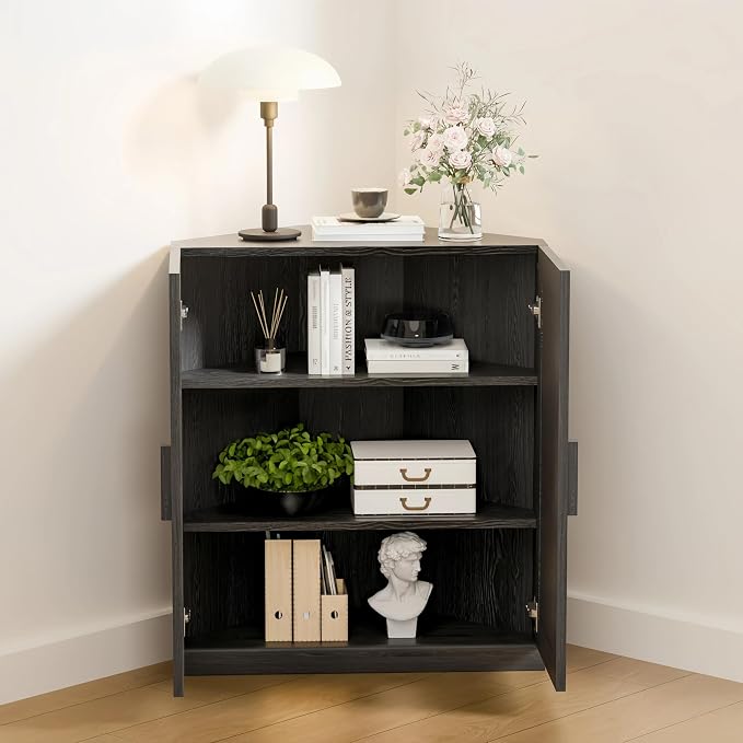 Casaphoria Farmhouse Corner Cabinet, Wooden Corner Storage Cabinet - Image 5