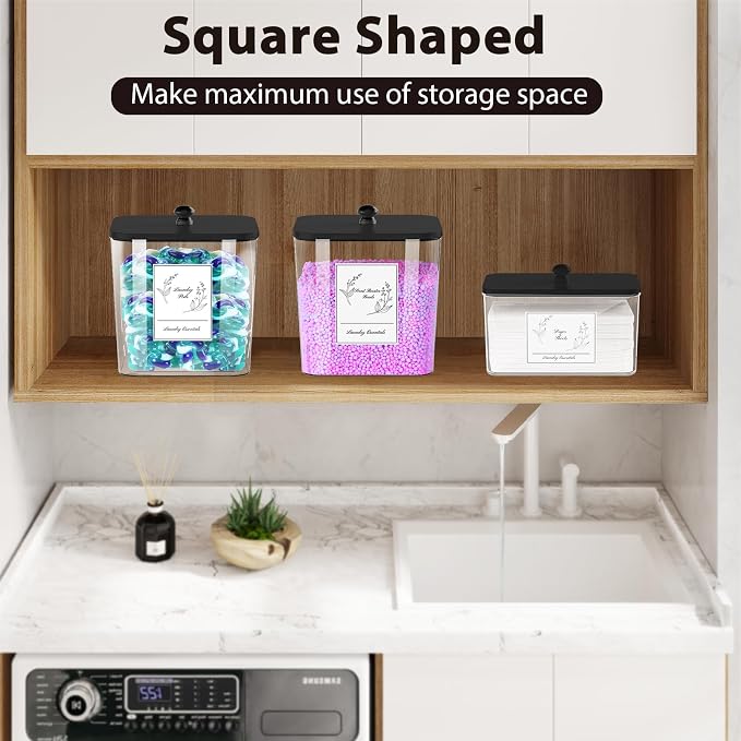 3 Pack Plastic Laundry Pods Container & Dryer Sheet Holder, Laundry Room - Image 4