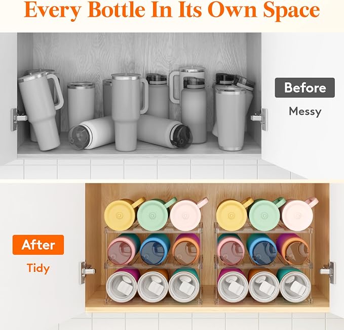 Lifewit Stackable Water Bottle Storage Organizer, Tumbler Cup Organizer - Image 7