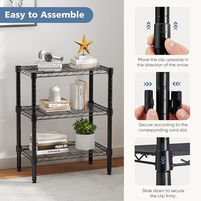 DUMOS 3-Tier Metal Wire Storage Shelves, Adjustable Standing Storage Rack Shelf - Image 5