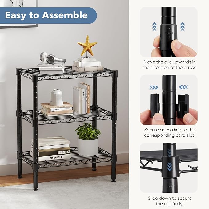 DUMOS 3-Tier Metal Storage Shelves, Heavy Duty Steel Shelving Unit Organizers - Image 5