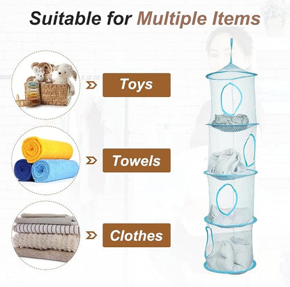 uxcell 2Pcs Mesh Hanging Storage Basket, Light Blue - Image 4