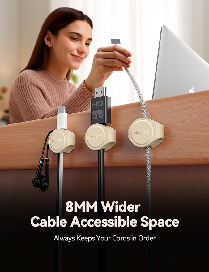 8-Pack Cord Organizer Magnetic Silicone Cable ClipsDesk Cable Management - Image 4