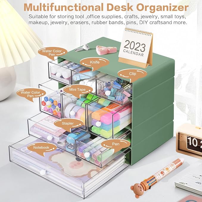 Desk Storage Organizer with 9 Drawers, 4 Tiers Stackable Desktop Craft Storage - Image 5