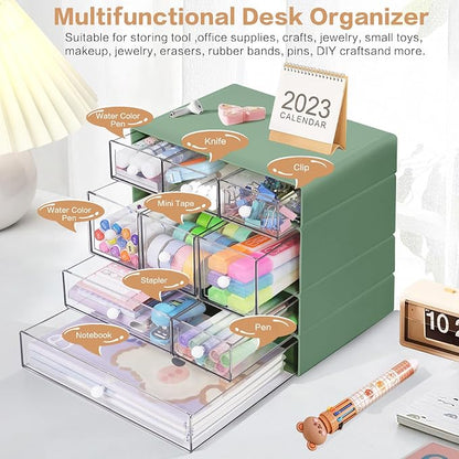 Desk Storage Organizer with 9 Drawers, 4 Tiers Stackable Desktop Craft Storage - Image 5