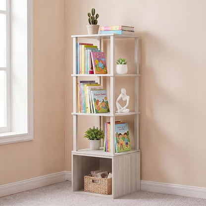 YUFAM Rotating Book Shelf Tower 4 Tier Spinning Wood Bookshelf 360 Revolving by YUFAM