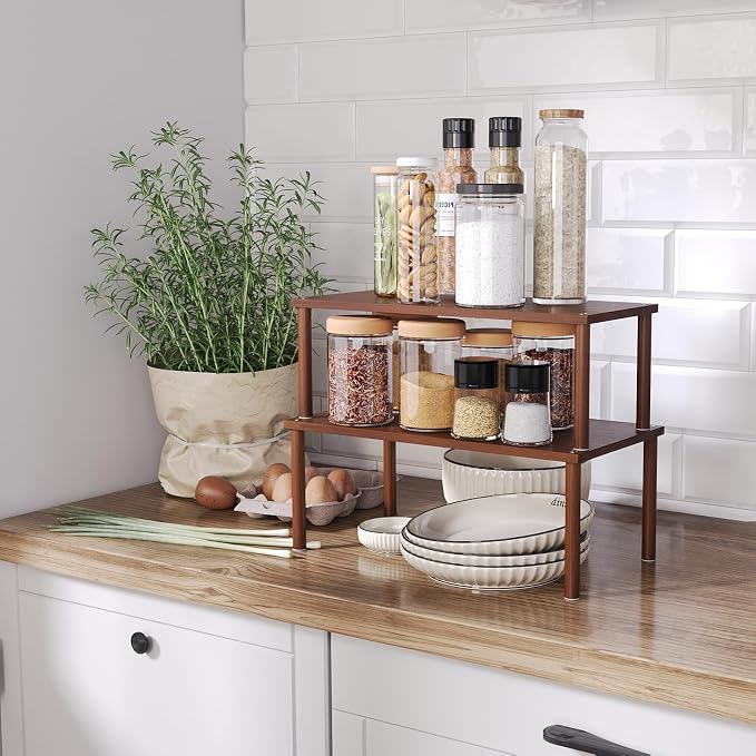 Cabinet Organizer Shelf, Kitchen Counter Shelves, Bamboo Spice Rack Countertop - Image 5