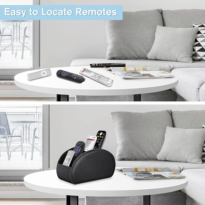 FINTIE Remote Control Holder, 5 Compartments Vegan Leather TV Remoter Caddy - Image 2