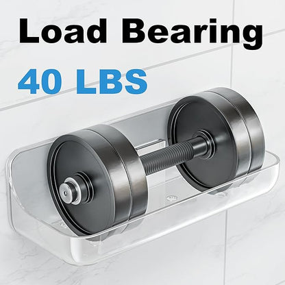 Adhesive Shower Caddy, 2 Pack Acrylic Bathroom Shelves, No Drill Wall Mount - Image 5