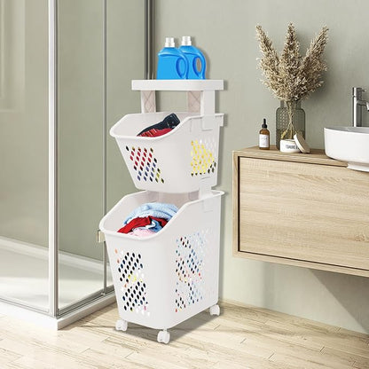 2-Tier Plastic Laundry Hamper Sorter - Image 3