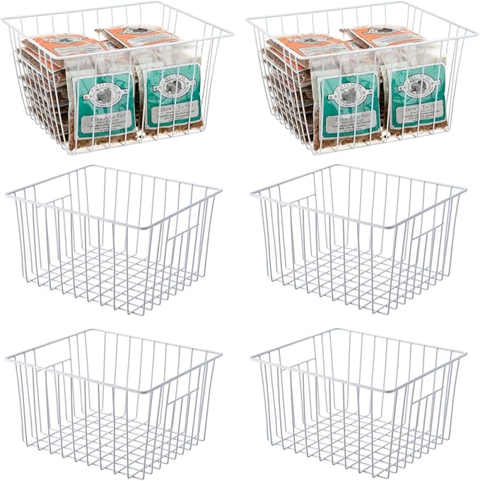 6 Pack Wire Storage Baskets for Organizing, Freezer Organizer Bins, Pantry by Unknown