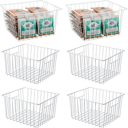 6 Pack Wire Storage Baskets for Organizing, Freezer Organizer Bins, Pantry by Unknown