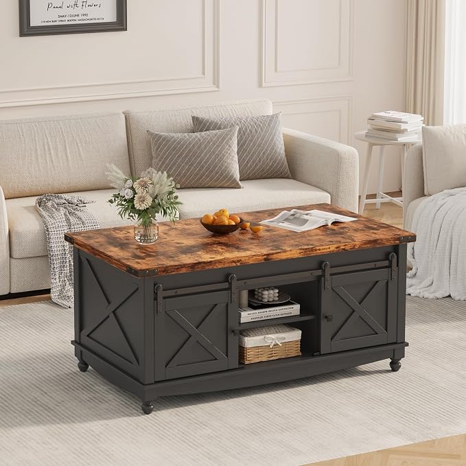ALLSTAND 48" Farmhouse Lift Top Coffee Table - Image 7