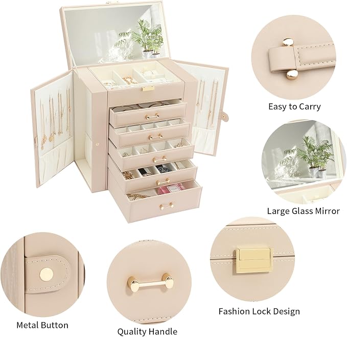 Large Jewelry Holder Organizer, 6 Layer Jewelry Box - Image 2