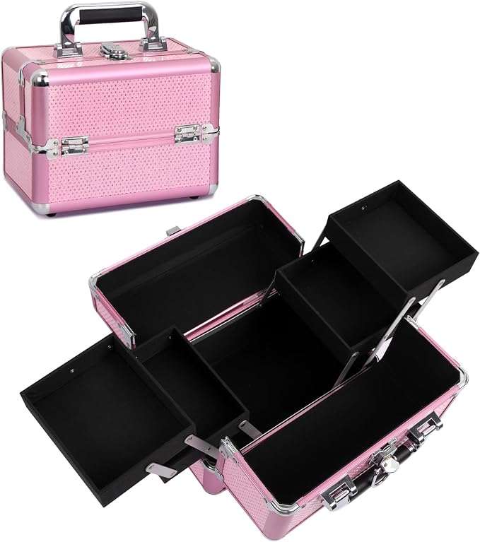 Makeup Train Case Cosmetic Organizer Case Makeup Box Portable Make Up Artist by Unknown