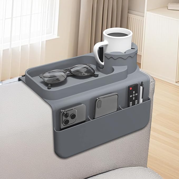 Couch Cup Holder Tray, Silicone Sofa Armrest organizer by Unknown