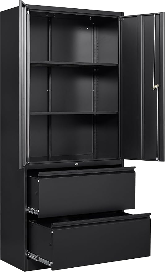 SISESOL Black Metal Storage Cabinet - Image 6